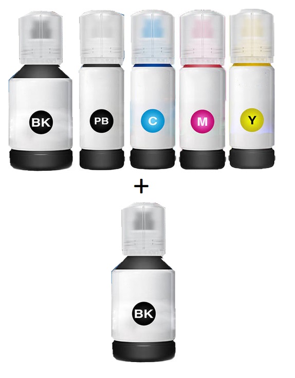 Compatible Epson 105/106 Full set of Ecotank Ink Bottles + EXTRA BLACK (2 x Black, 1 x Photo Black/Cyan/Magenta/Yellow)